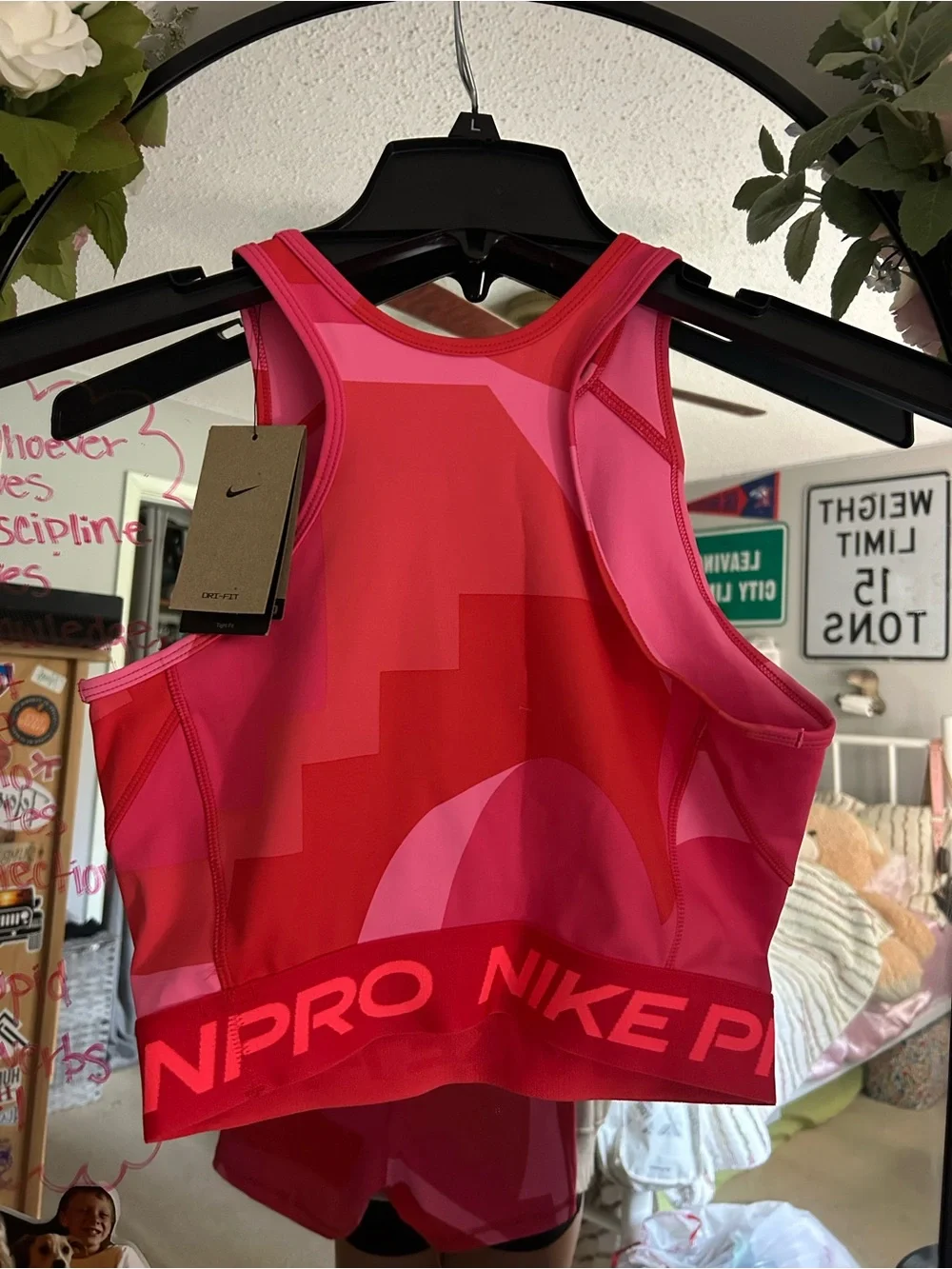 Nike Pink and Red Training Crop Tank